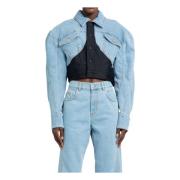 Multicolor Geknipte Denim Jas Mugler , Blue , Dames