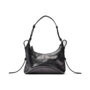 Zwarte gelamineerde leren handtas met rits Zanellato , Black , Dames