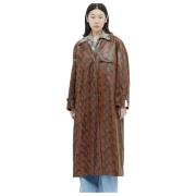 Faux Snakeskin Embossed Coat Rokh , Brown , Dames