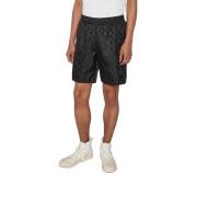 Zwarte Monogram Nylon Trainingshort Misbhv , Black , Heren