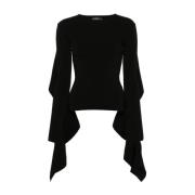 Zwarte Gebreide Top met Asymmetrisch Ontwerp Mugler , Black , Dames