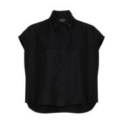 Zwarte blouse met applicatiedetails Fabiana Filippi , Black , Dames