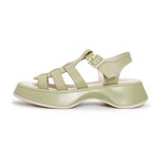 Groene Leren Plateau Sandalen Joanna Cesare Gaspari , Green , Dames