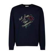 Navy Sweatshirt Slogan Print French Terry Drole de Monsieur , Blue , H...