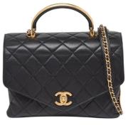 Pre-owned Leather handbags Chanel Vintage , Black , Dames