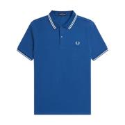 Blauw Dubbele Streep Polo Shirt Fred Perry , Blue , Heren