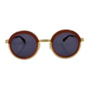 Vintage Ronde Zonnebril Rood/Goud Mykita , Multicolor , Unisex