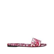 Fuchsia Majolica Print Platte Slides Dolce & Gabbana , Pink , Dames