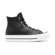 Zwarte Leren Sneakers Converse , Black , Heren