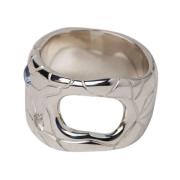 Zilveren Globe Ring met Gravure Octi , Gray , Unisex