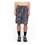 Gekreukte Trekkoord Shorts Rookprint 44 Label Group , Gray , Heren