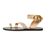 Gouden Platte Sandalen Paula Cesare Gaspari , Yellow , Dames