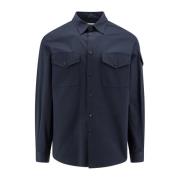 Katoenen Shirt met Logo Detail en Knopen Alexander McQueen , Blue , He...