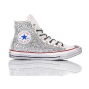 Handgemaakte Zilver Witte Sneakers Converse , Gray , Dames