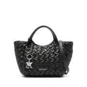 Zwarte tas met gevlochten ontwerp en logohanger Emporio Armani , Black...