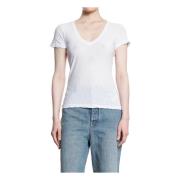 Witte V-Hals Jersey T-Shirt James Perse , White , Dames