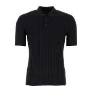 Zijde Blend Polo Shirt Dolce & Gabbana , Black , Heren