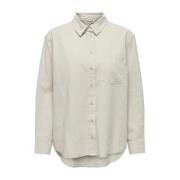 Linnen Tokyo Lange Mouw Blend Shirt Only , Beige , Dames