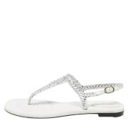 Pre-owned Leather sandals Chanel Vintage , Gray , Dames