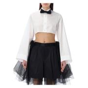 Papillon Cropped Shirt Noir Kei Ninomiya , White , Dames