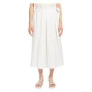 Geplooide Midi Katoenen Rok Max Mara Weekend , White , Dames