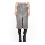 Gestreepte Midi Rok met Distressed Details Maison Margiela , Gray , Da...