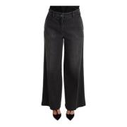 Logo Wide Leg Jeans Grijze Wassing Dolce & Gabbana , Gray , Dames