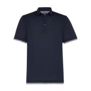 Gelaagd Polo Shirt Navy Blauw Brunello Cucinelli , Blue , Heren