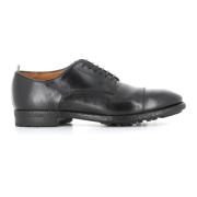 Zwarte Leren Derby Schoen Officine Creative , Black , Heren