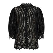 Elegante Zwarte Blouse met Pofmouwen Copenhagen Muse , Black , Dames