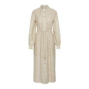 Puff Sleeve Embroidered Dress Bruuns Bazaar , Beige , Dames