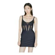 Mesh Inzet Mini Jurk Mugler , Black , Dames