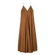 Elegant Silk Strap Dress with Wider Hem Róhe , Brown , Dames