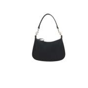 Zwarte leren hobo tas met platin studs Valentino Garavani , Black , Da...