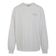 Stijlvolle longsleeve shirt met logo artwork Ganni , White , Dames