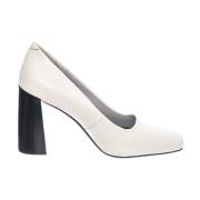 Witte Leren Lage Profiel Medium Hak Pumps Jeffrey Campbell , White , D...