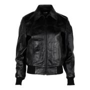 Pre-owned Leather outerwear Celine Vintage , Black , Dames