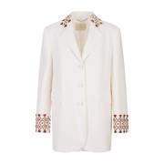 Witte Geborduurde Jas Ermanno Scervino , White , Dames