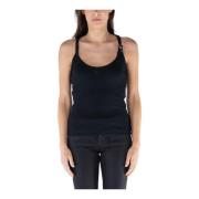 Vintage Geribbelde Mouwloze Top Courrèges , Black , Dames