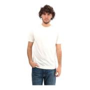 Wit Kortemouw Ronde Hals Compact Katoenen T-shirt Daniele Fiesoli , Wh...