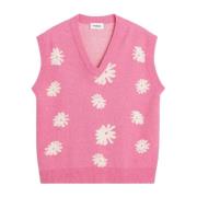 Biologisch Katoen V-Hals Jacquard Vest Soulland , Pink , Unisex