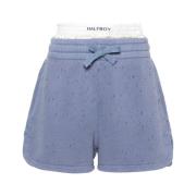 Blauw Indigo Boxershorts met Laserbehandeling Halfboy , Blue , Dames