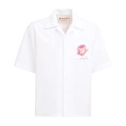 Bloemen Logo Wit Shirt Marni , White , Heren