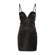 Zwarte Korte Jurk in Raso Stretch Just Cavalli , Black , Dames