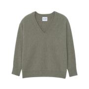 Oversized V-Neck Cashmere Sweater Kujten , Green , Dames