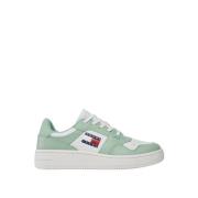 Groene Leren Sneakers Vrouwen Tommy Hilfiger , Green , Dames