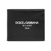Leren portemonnee met logo Dolce & Gabbana , Black , Heren