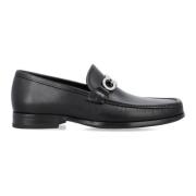 Zwarte leren loafers met Gancini Salvatore Ferragamo , Black , Heren