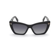 Zwarte Cat-eye Zonnebril met Grijze Gradient Lenzen Tom Ford , Black ,...