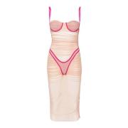 Roze Gerimpelde Mesh Jurk Diesel , Multicolor , Dames